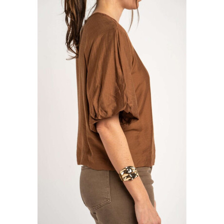 Blusa Mangas Balloon Moca