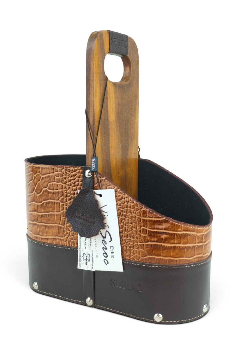 Matera de Cuero Legítimo con Estructura Integral de Madera croco 2
