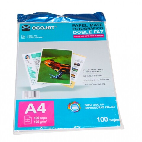PAPEL FOTOGRAFICO TAMAÑO A4 MATE DOBLE FAZ DE 120 GRAMOS X 100 HOJAS PAPEL FOTOGRAFICO TAMAÑO A4 MATE DOBLE FAZ DE 120 GRAMOS X 100 HOJAS