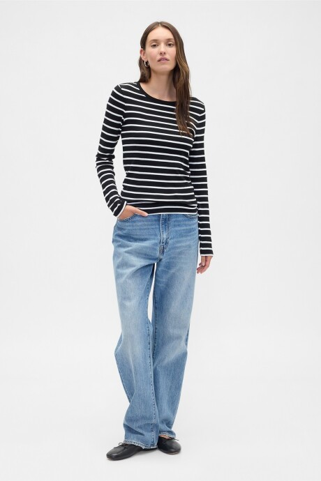 Remera A Rayas Mujer Black White Stripe