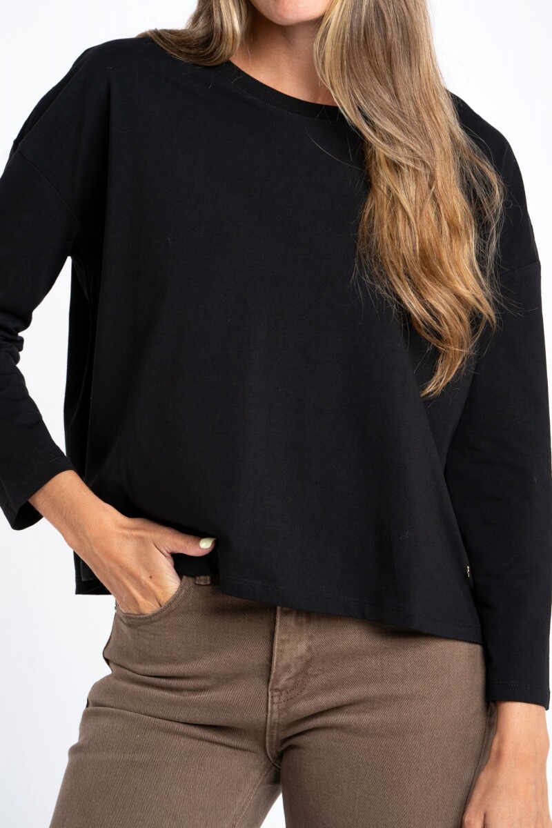 Remera Manga Larga Algodón Elastano Negro