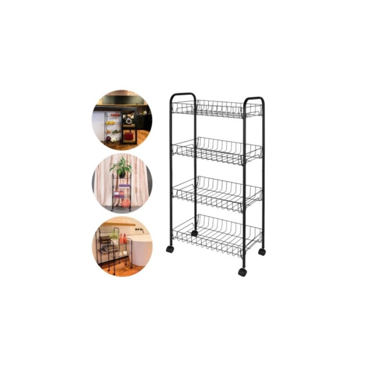 ESTANTE ORGANIZADOR FRUTERO 4 PISOS 41X23X82,5CM NEGRO
