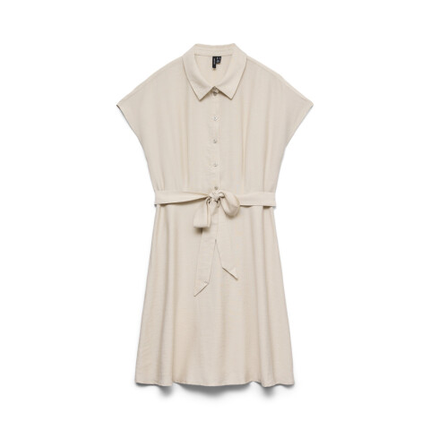 VMATHENA CS SHORT SHIRT BELT DRESS WVN OATMEAL