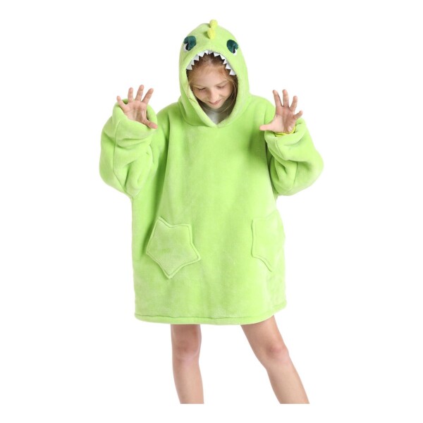 Manta Buzo Canguro Polar Con Capucha Corderito Infantil Color Variante Dinosaurio