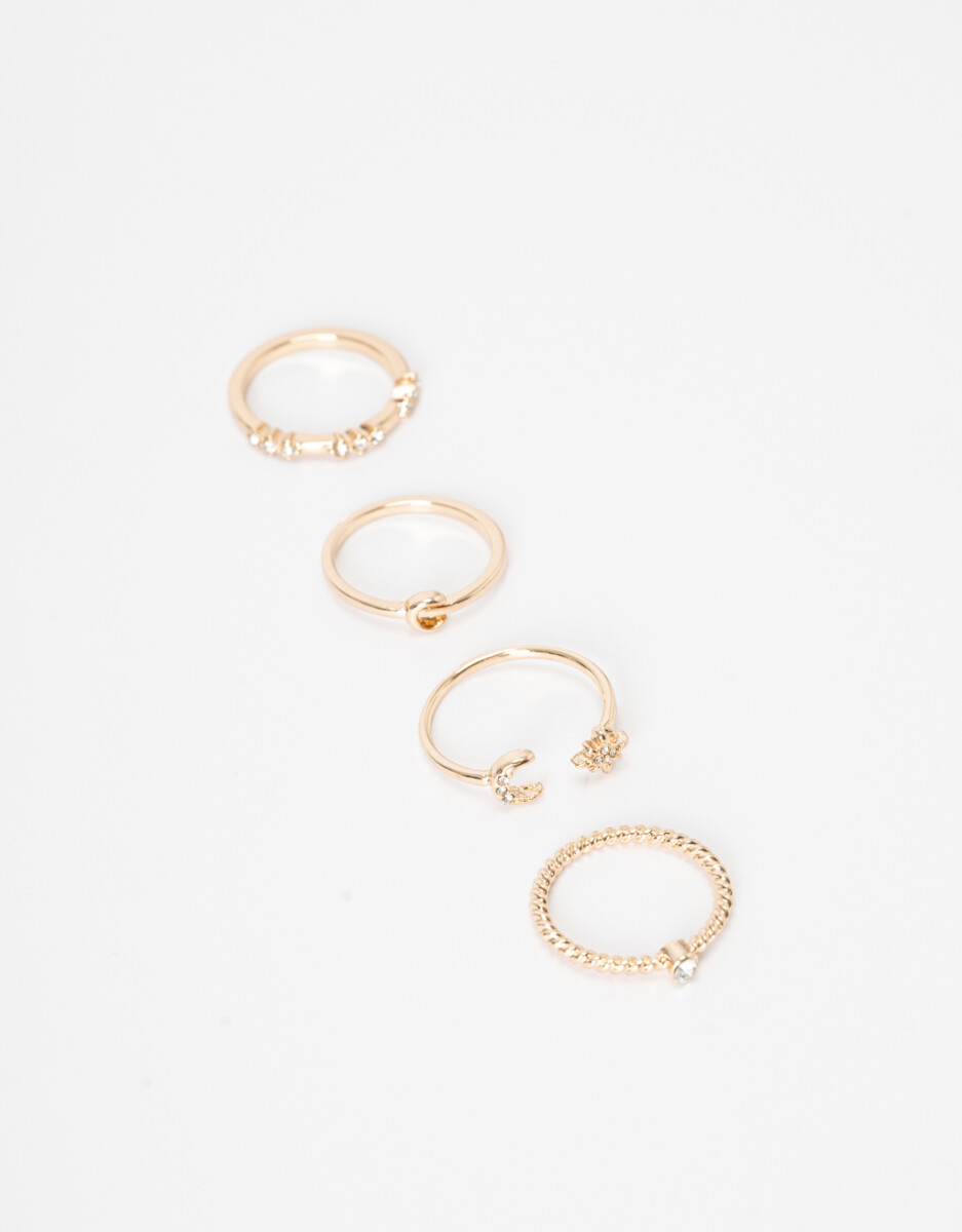 Set De Anillos Con Strass 