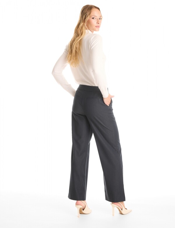 Pantalon Wide Leg Detalle Trenzado AZUL