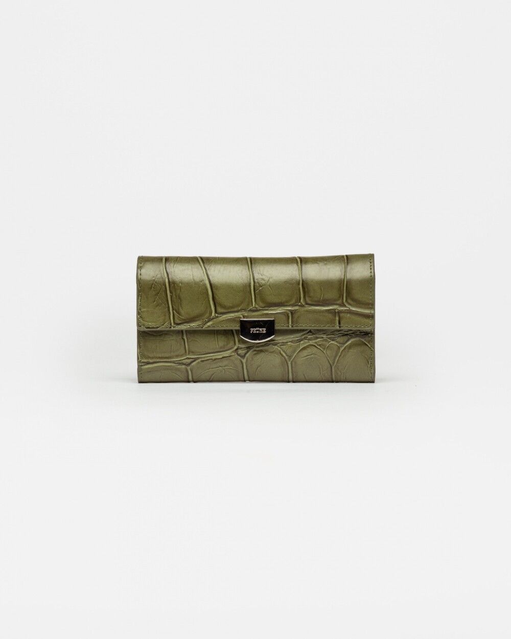 Billetera Dalia en cuero grabado Big Croco Verde
