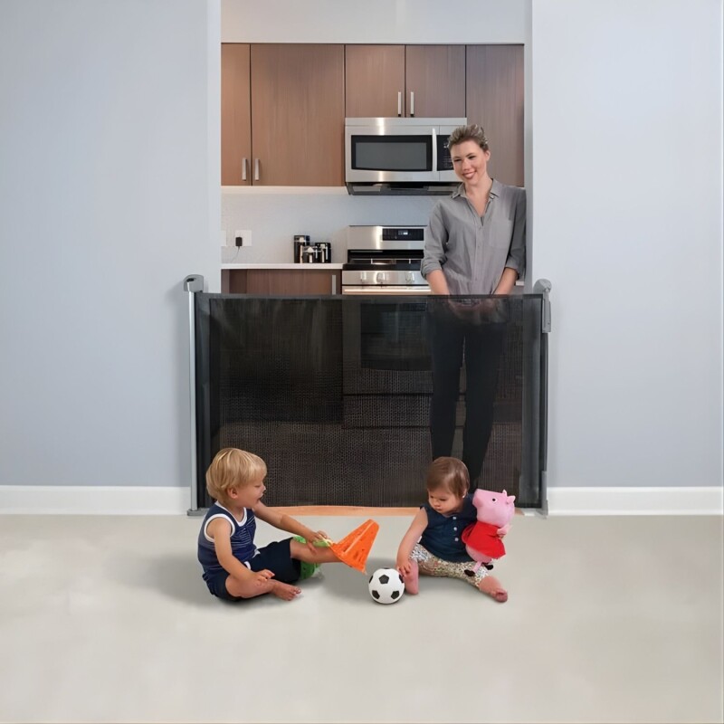 Puerta Flexible Lumax con Malla Retráctil de Seguridad Negro