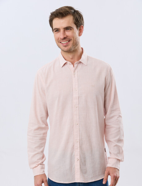 CAMISA RAYADA DE LINO Rosa