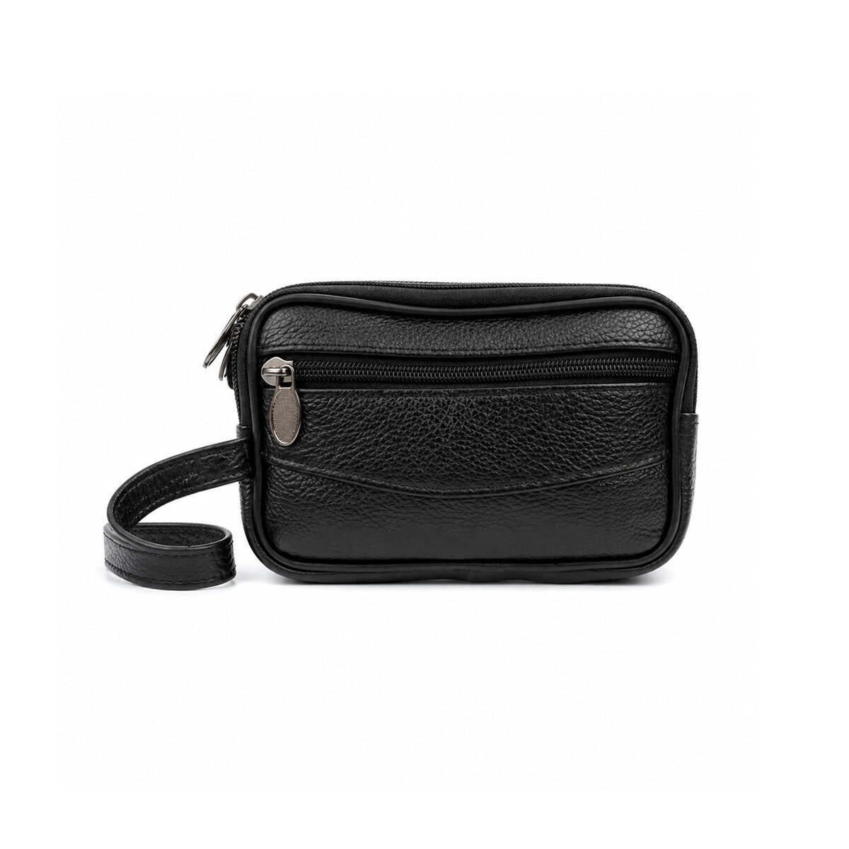 Neceser con bolsillos y asa de cuero mediano 18x10x4cm - Negro 
