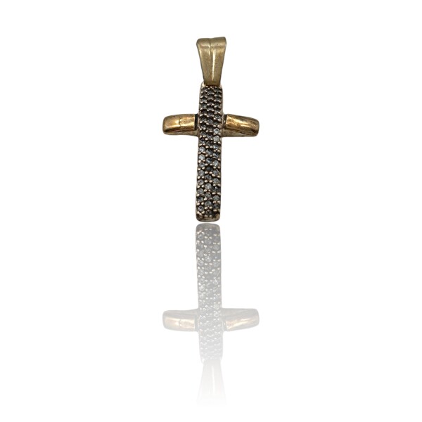 Dije Cruz-Plata 925 y Oro-Piedra Zirconia-CP5323 conpiedra