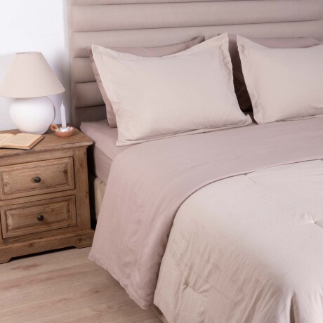 SET DE ACOLCHADO QUEEN POLIESTER NATURAL-BEIGE PREWASHED AVENA