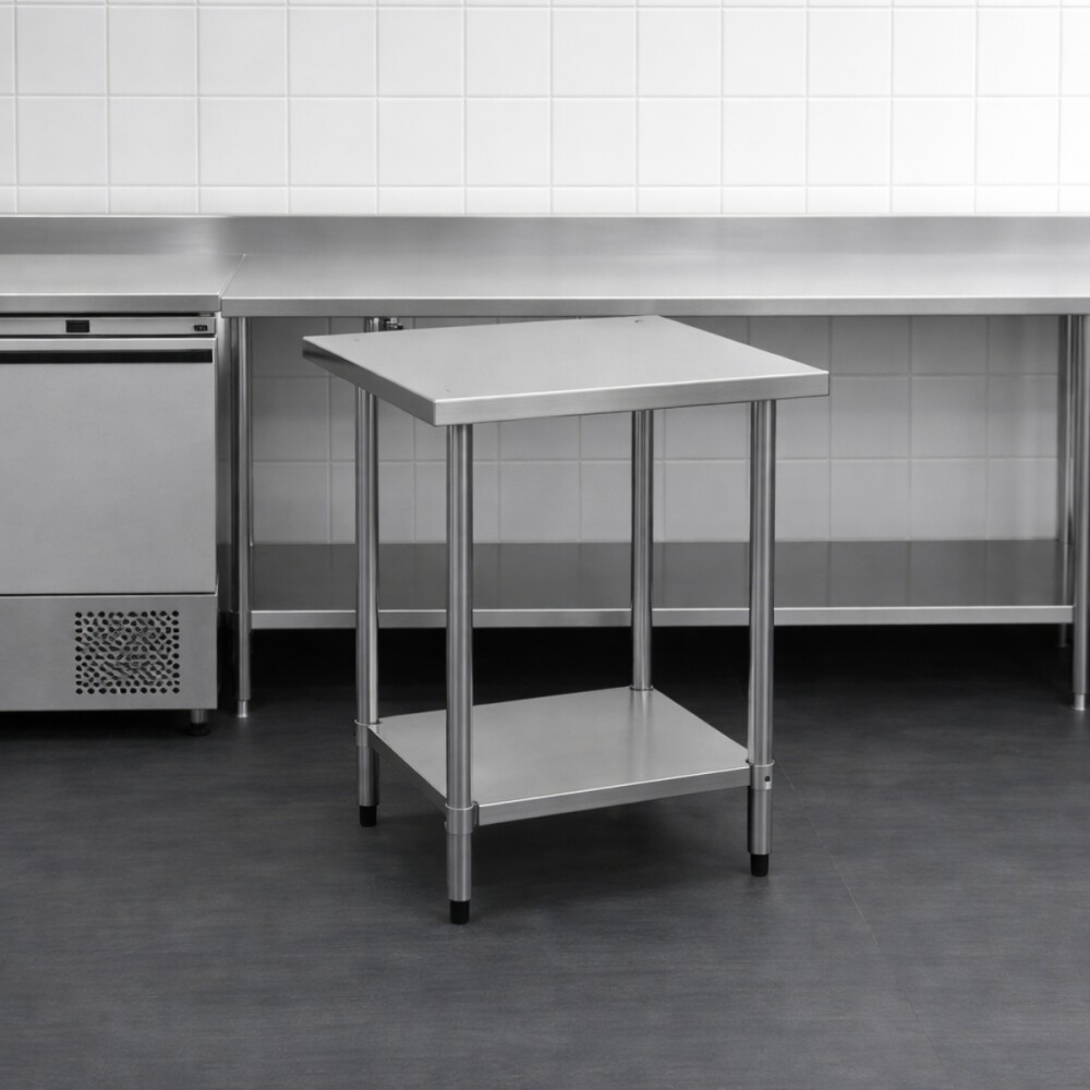 Mesada de Trabajo con Estante de Acero Inoxidable 60 x 60 x 85 cm Mesada de Trabajo con Estante de Acero Inoxidable 60 x 60 x 85 cm
