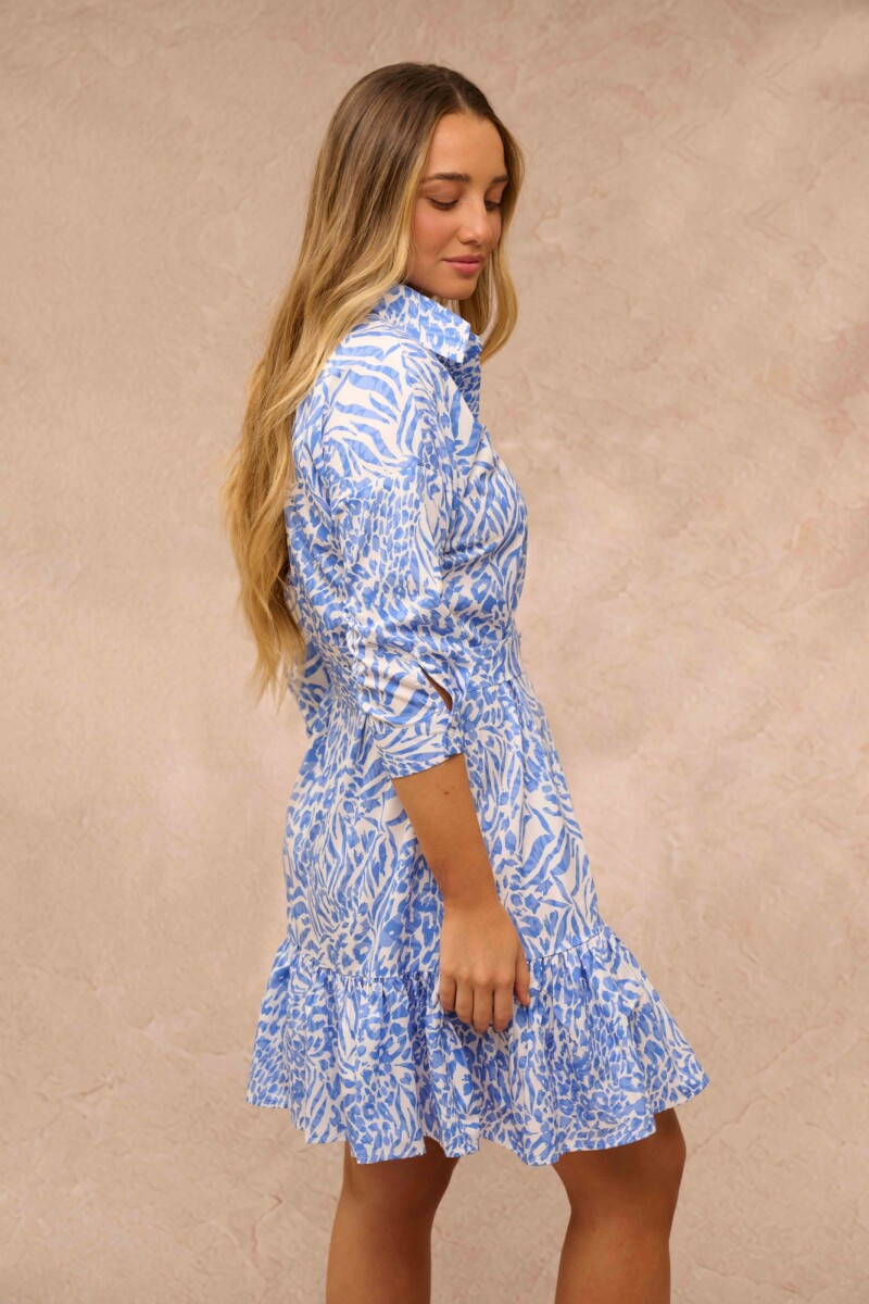 VESTIDO LEXY ANIMAL PRINT CELESTE VESTIDO LEXY ANIMAL PRINT CELESTE