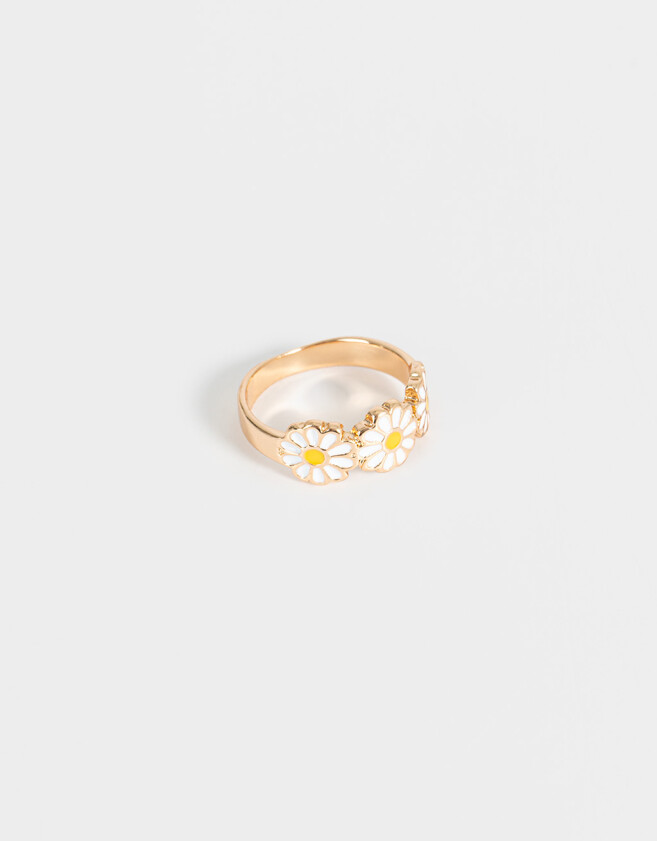 Anillos Medianos y Grandes Con flores Anillo Margaritas - Dorado