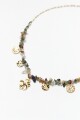 Collar de acero con piedras naturales y dijes dorado