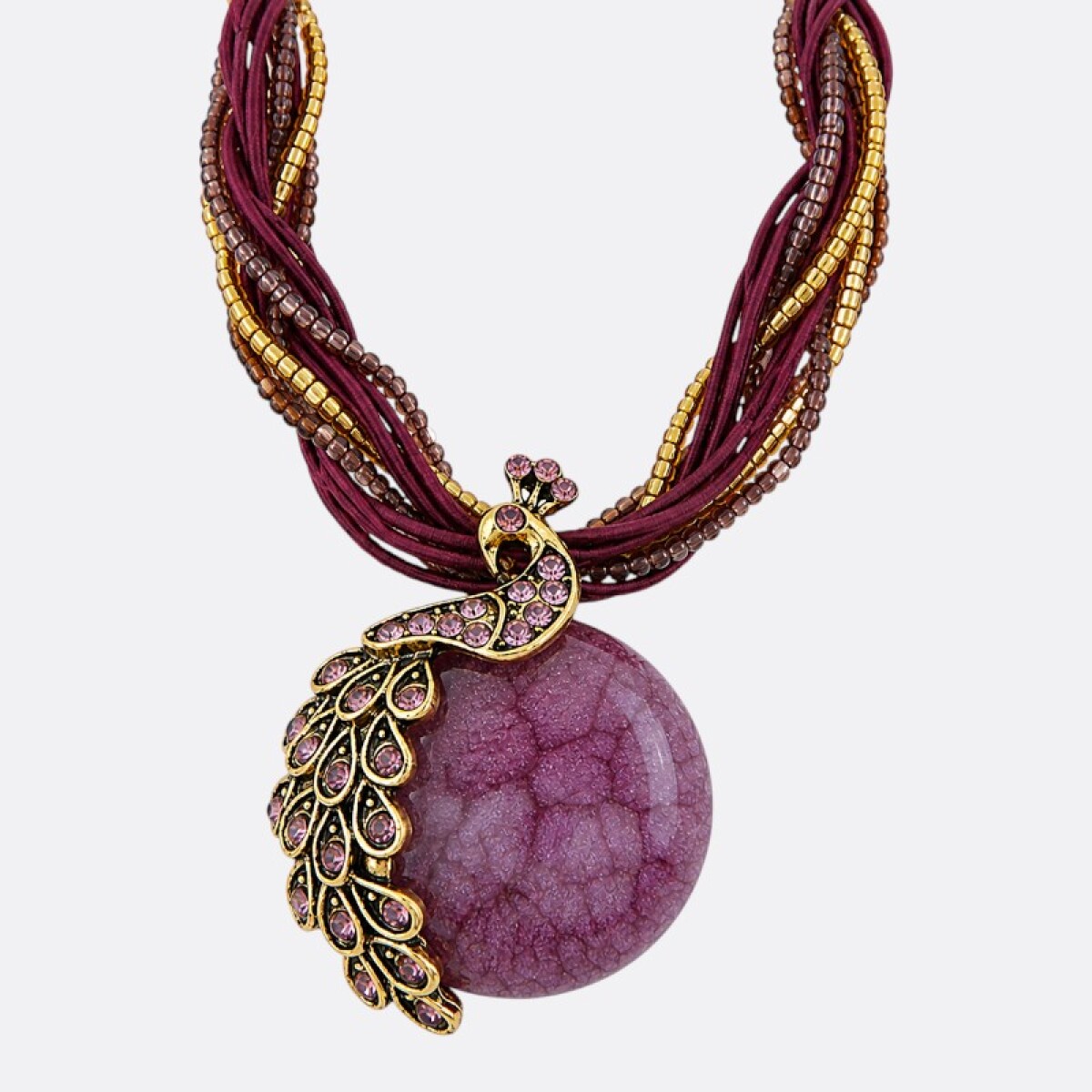 Collar Mujer Pavo Real Varios Colores - Bordó 