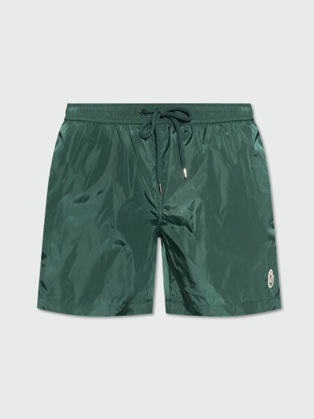 Moncler - Logo Patch Shorts de Baño Verde