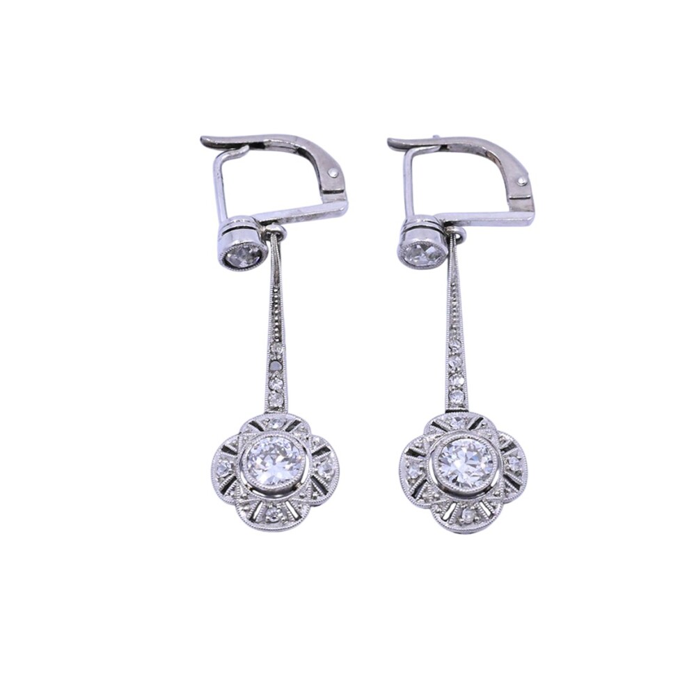 Caravanas antiguas oro 18k con brillantes. Caravanas antiguas oro 18k con brillantes.