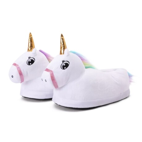 Pantuflas Unicornio Suaves y Calentitas para Niños y Adultos Blanco
