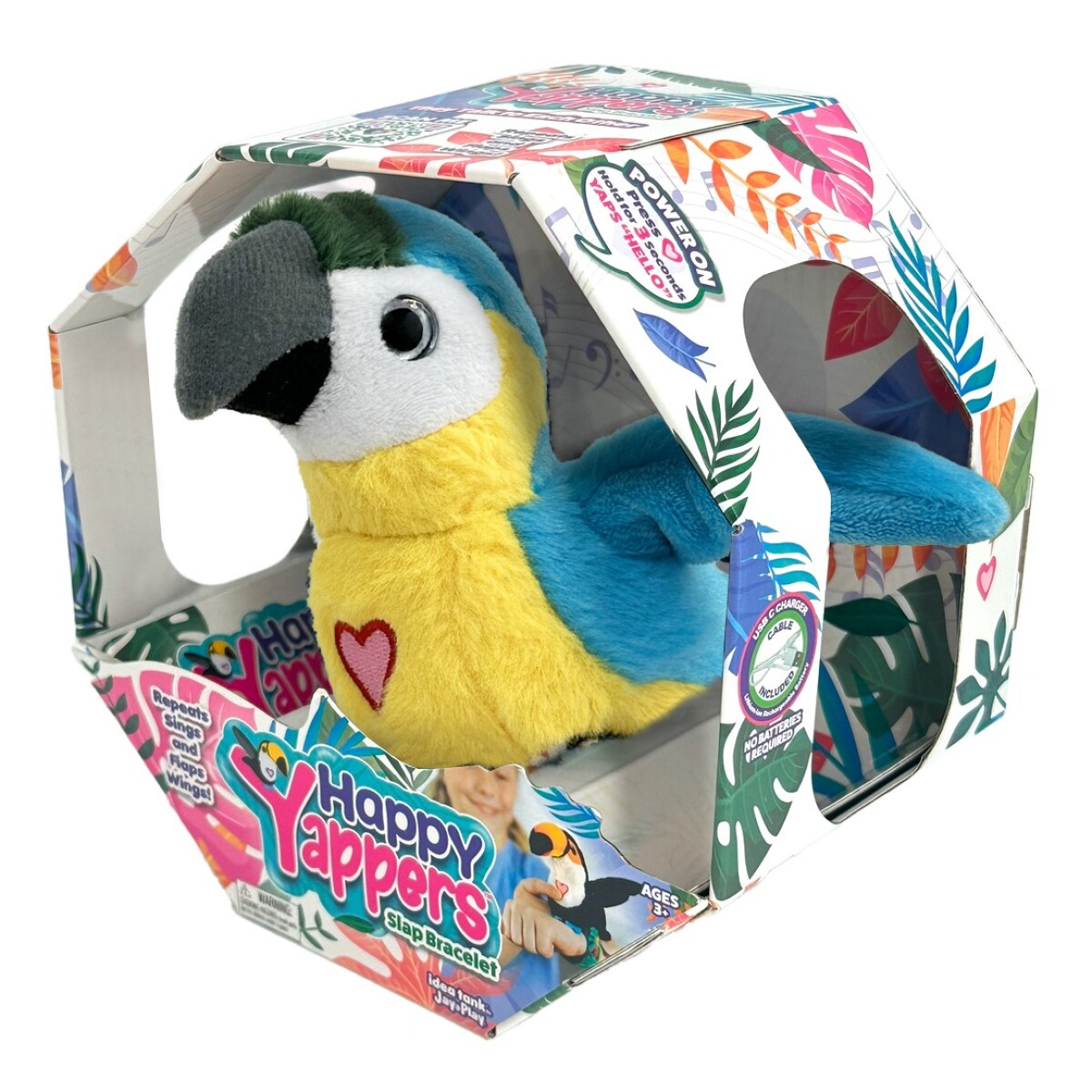 Peluche Pulsera Happy Yappers Mascota Interactiva - LORO-AZUL 
