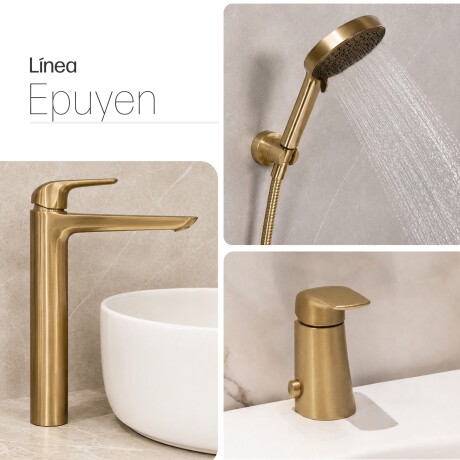 Juego Grifería Ducha Teléfono Bidet Y Lav Alto DORADO-BRUSHED GOLD