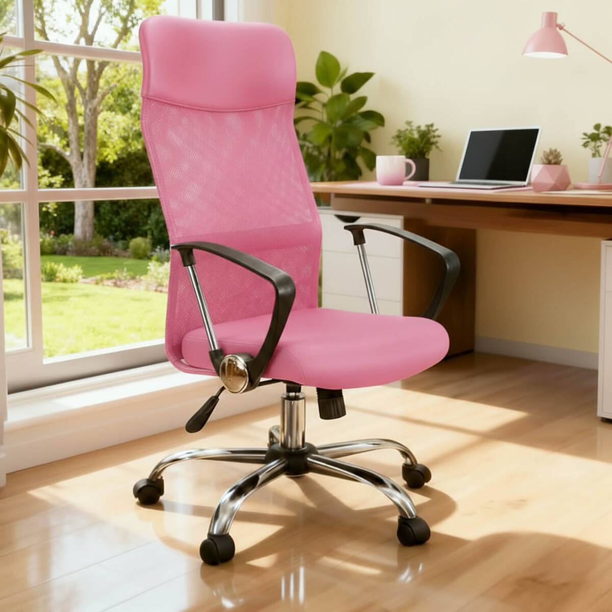 Silla de escritorio Oficina Sillon Ejecutiva Ergonomica giratoria Tela Mesh IMBACK Color Rosa 