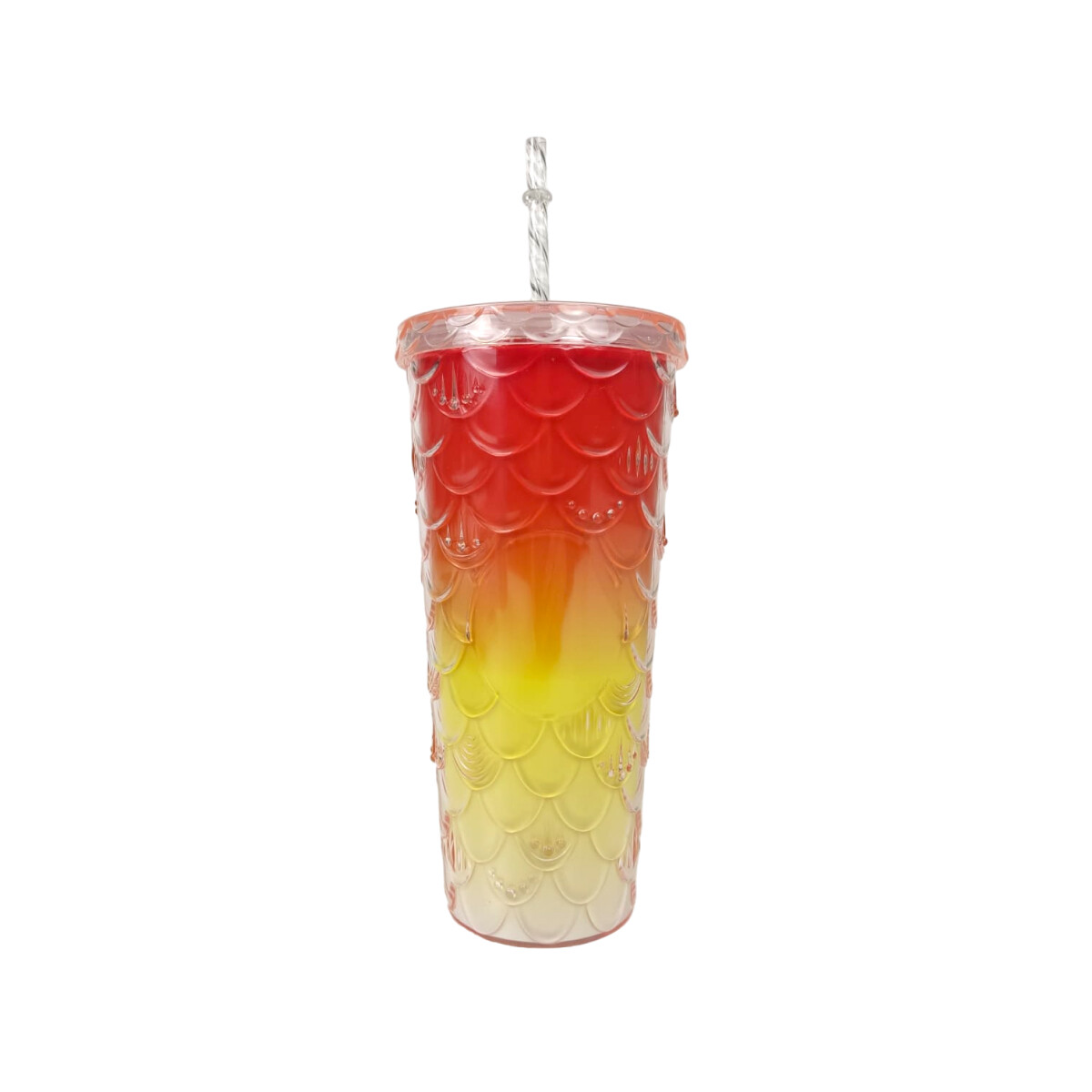 Vaso acrilico sirena con sorbito y tapa - Rosa 
