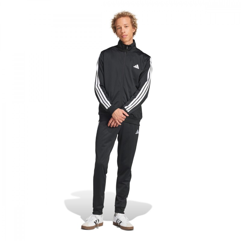 Conjunto Sportswear Basic 3 Franjas Tricot de Hombre Negro