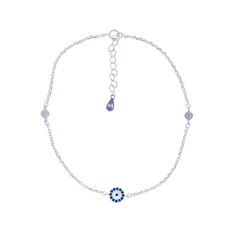 Tobillera De Plata 925 Con Circonias Ojo Turco