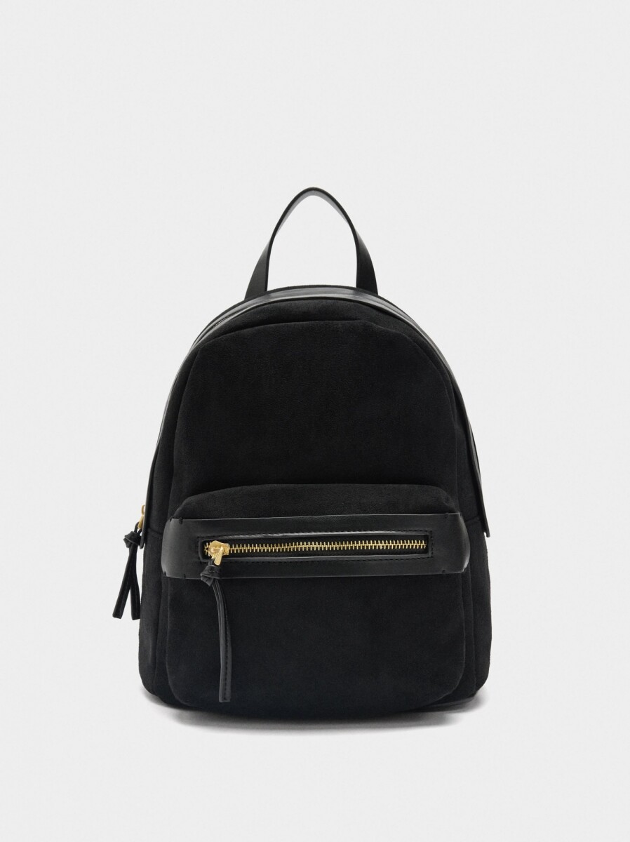 Mochila Básica Efecto Piel - negro 