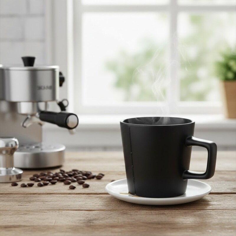 Set x4 Taza de asa recta cerámica 325ml TOKIO NEGRO