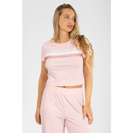 Pijama teen ribb mc Rosado