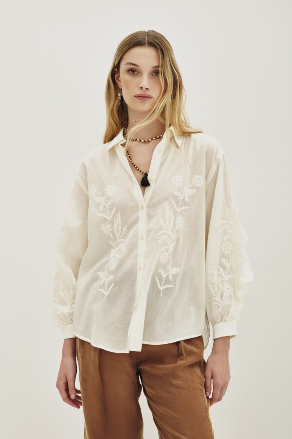 Camisa Frills Flowers Crudo