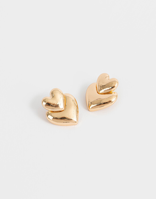 Aros Colgantes Cortos Con corazón Aros Colgantes Cortos Con Corazón - Dorado