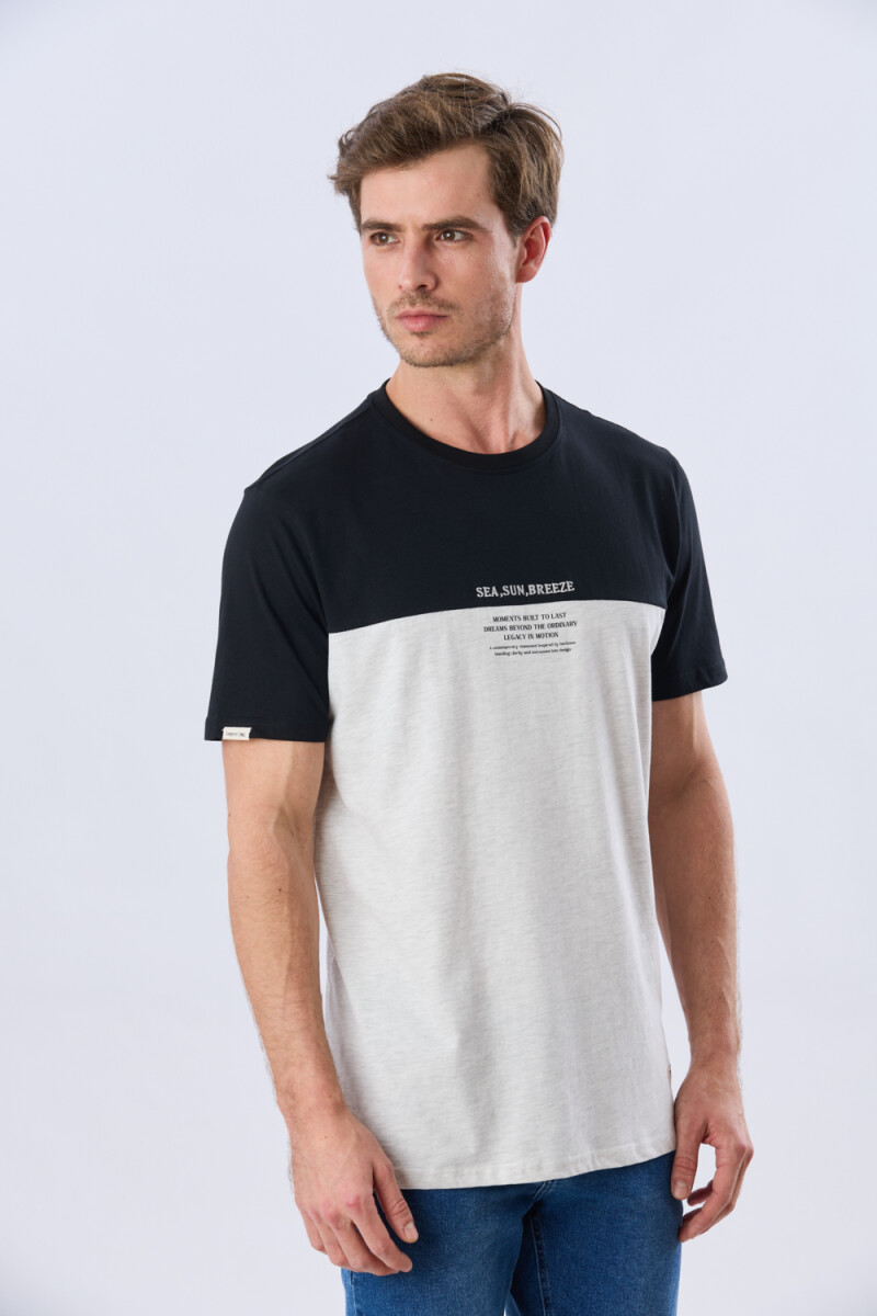 REMERA RAYADA DE ALGODÓN - Gris 