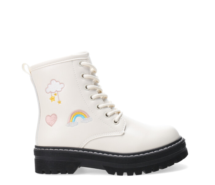 Botas de Niña MINI Miss Carol LEAVEN acordonada Blanco Hueso