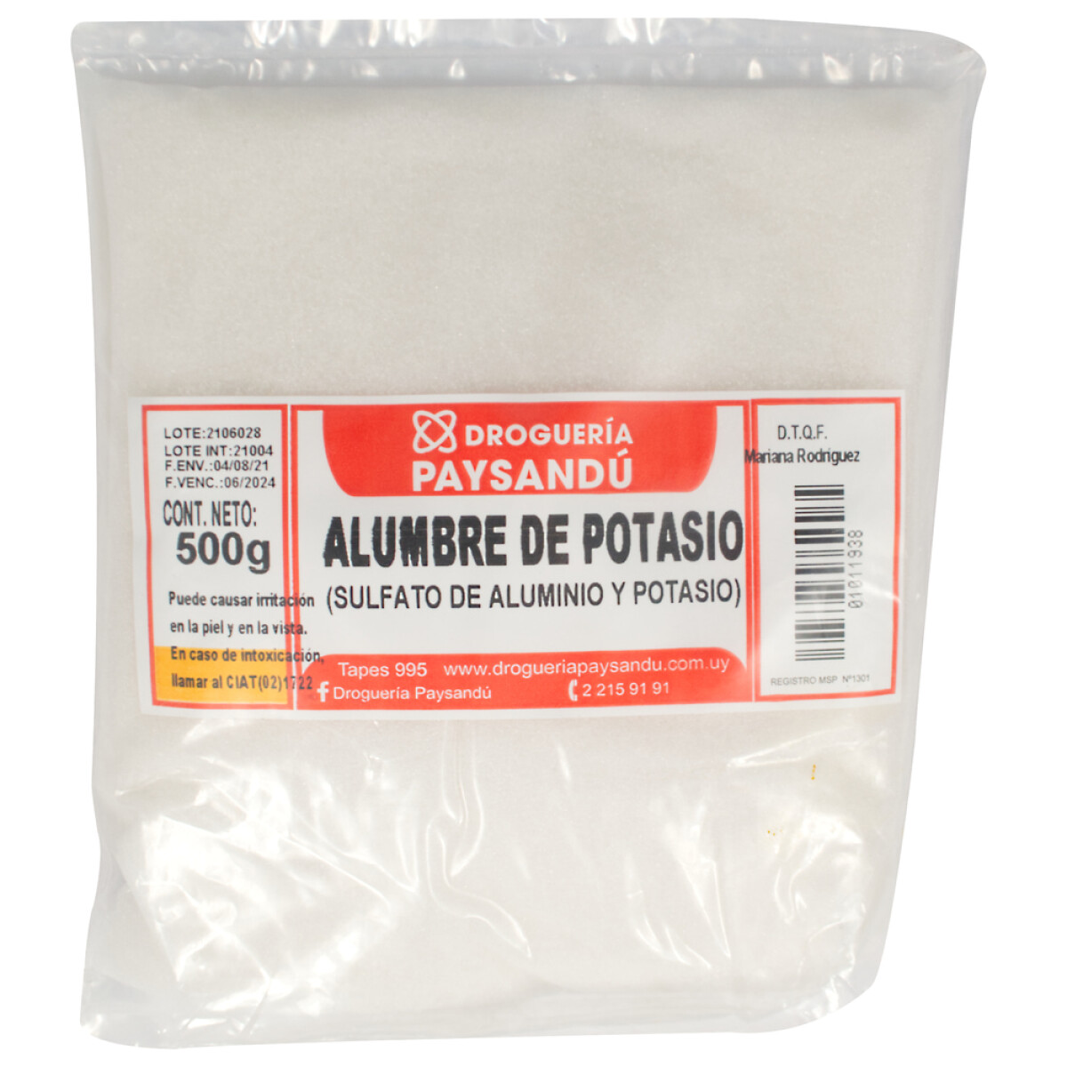 Alumbre de Potasio - 500 g 