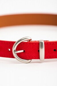 Cinto Gamuza Cuero Rojo