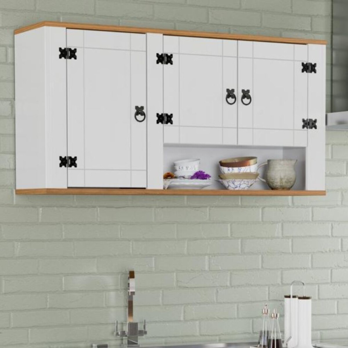 Aereo 3 puertas Linea Naturale - Blanco/Roble 