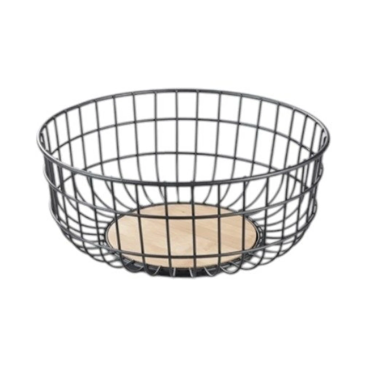 CANASTO29X16X12.5CMS ACERO NEGRO Y BAMBU 