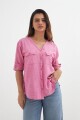 Camisa mangas 3/4 escote en V MORADO