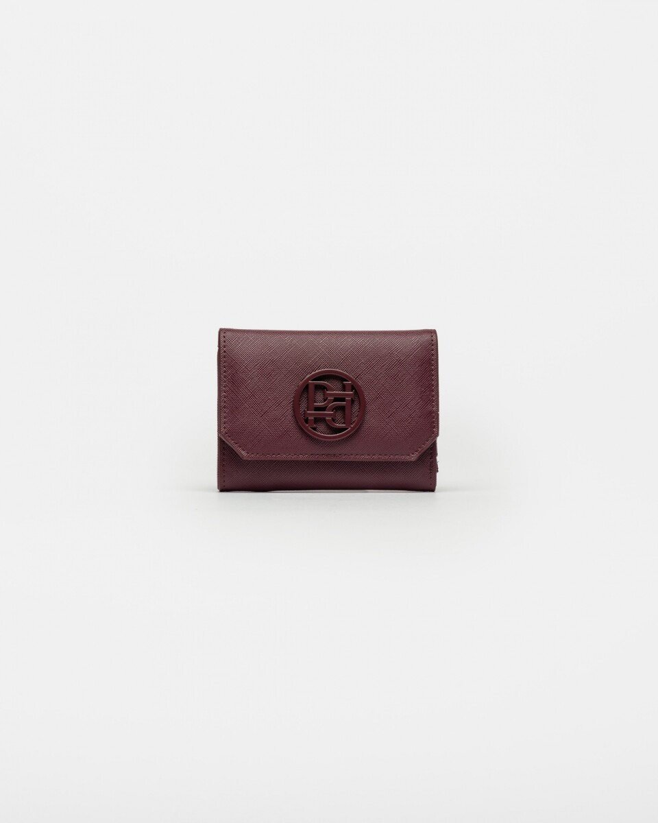 Billetera P&P En Efecto Cuero Saffiano - Bordeaux 