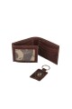 Set billetera y llavero con detalle en guarda pampa Marron