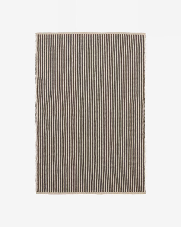 Alfombra Satanca de rayas beige y negras de fibras sintéticas 160 x 230 cm Alfombra Satanca de rayas beige y negras de fibras sintéticas 160 x 230 cm