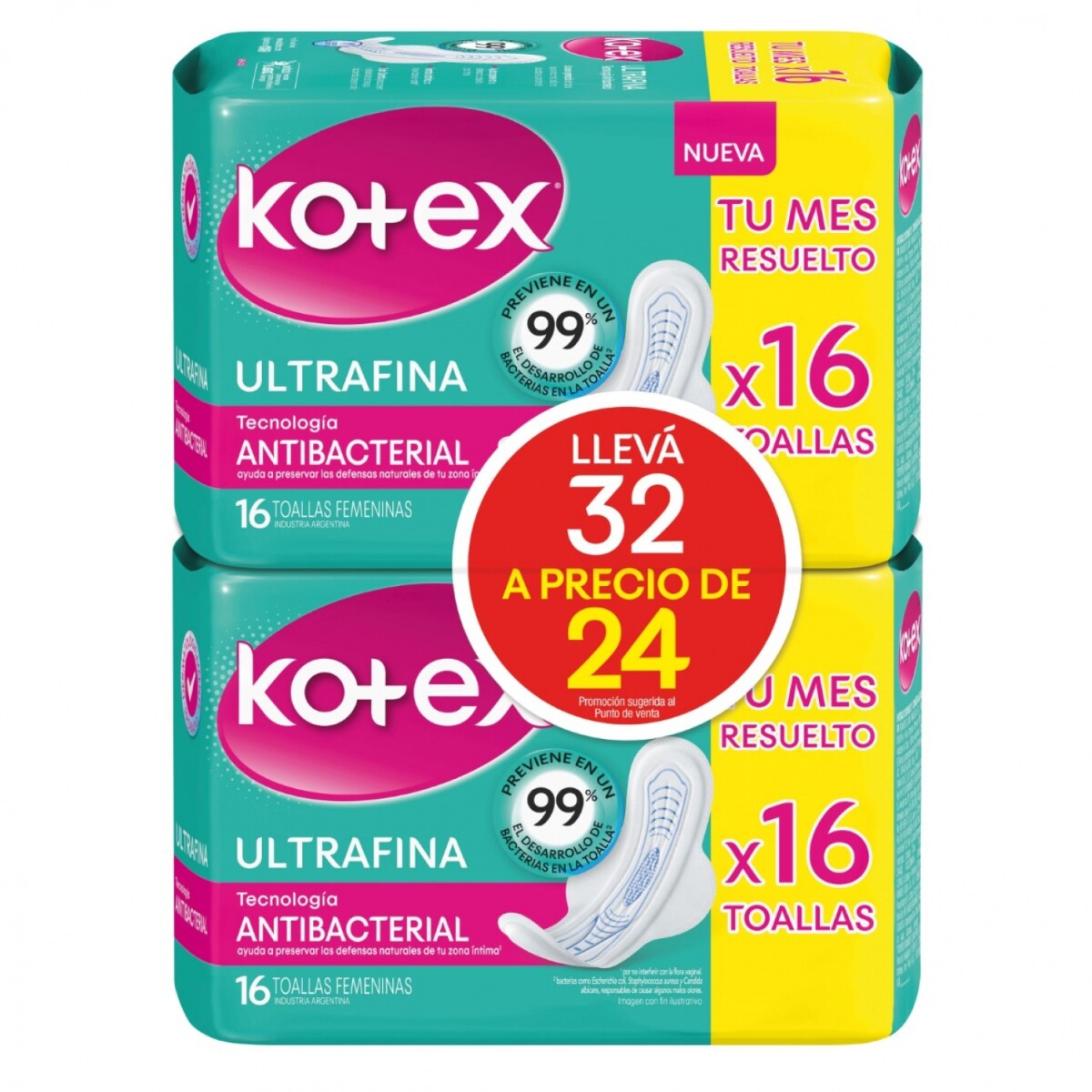 Kotex Toa Fem Ultrafina Antibac X32 Al P 