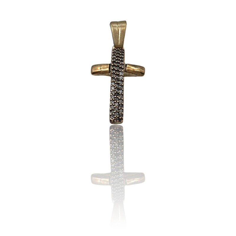 Dije Cruz-Plata 925 y Oro-Piedra Zirconia-CP5323 conpiedra