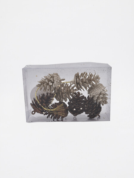ADORNO COLGANTE PIÑAS SET X 8 MARRON