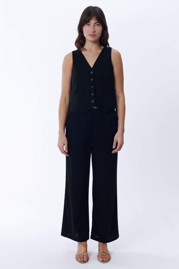 Pantalón Formal Con Lino Negro