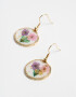 Aros Colgantes Cortos Flores atrapadas Aros - Dorado